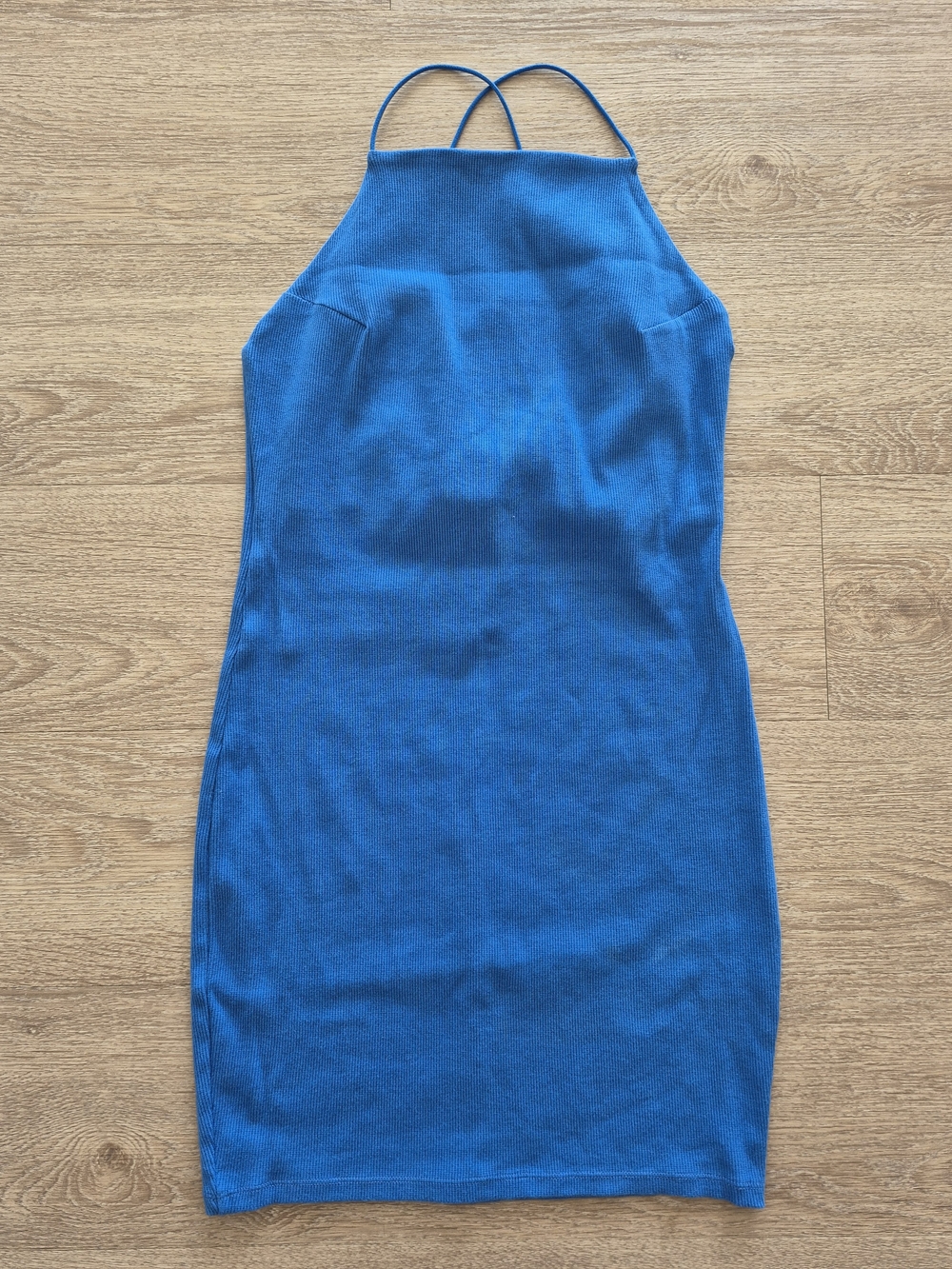 H&M Divided Vibrant Blue Ribbed Halter Dress